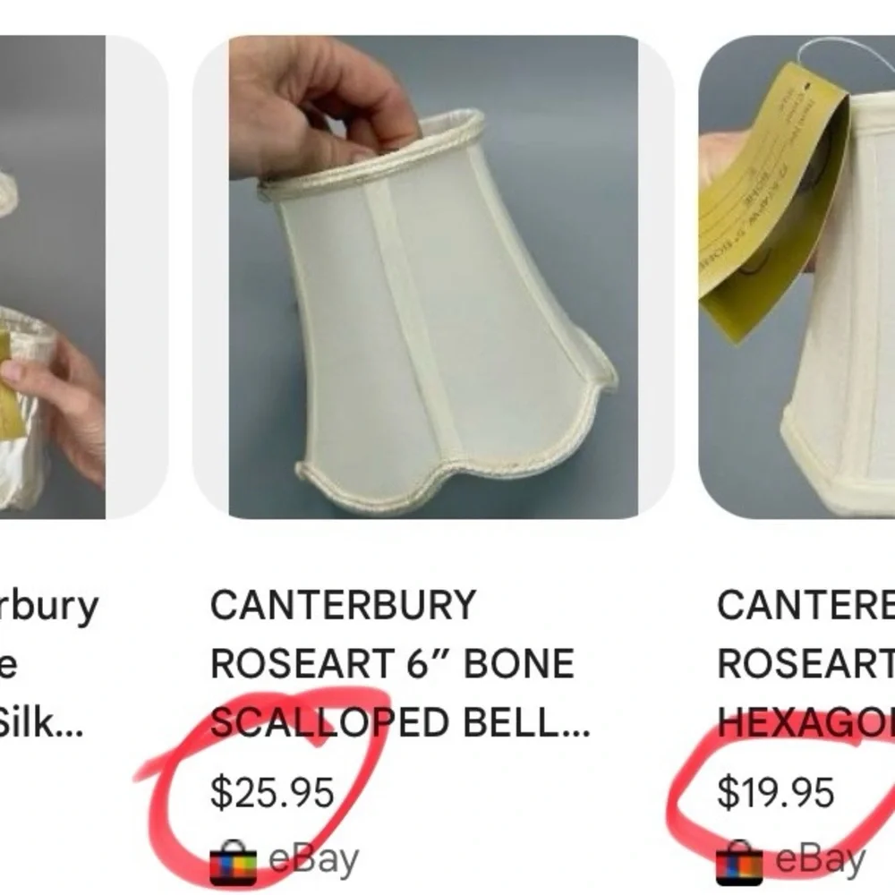 NWT-3 CANTERBURY by ROSEART EGGSHELL LINED CHANDELIER/SCONCE SHADES - Picture 5 of 5